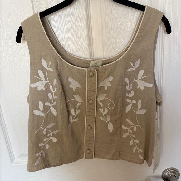Joie Tops - Joie Linen Blend Embroidered Vest